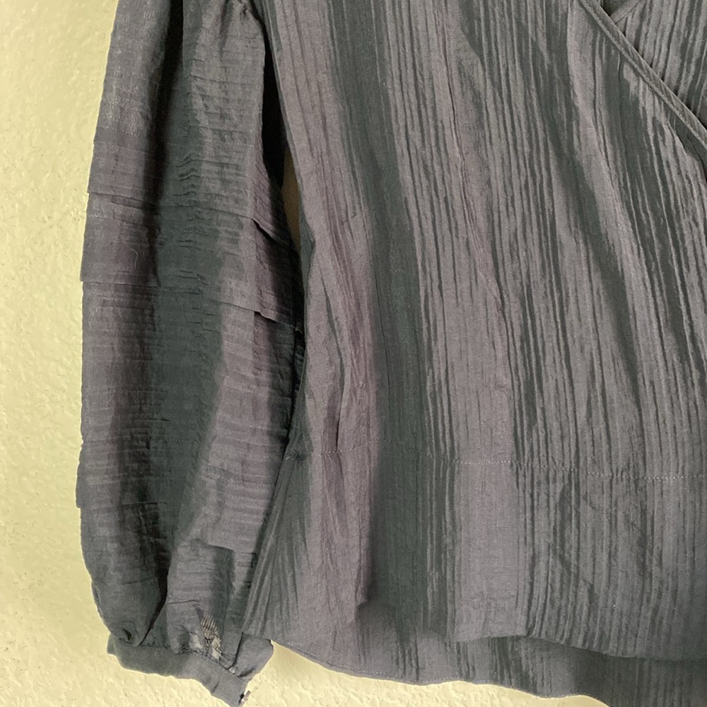 Club Monaco navy cross over front blouse - Picture 3 of 5